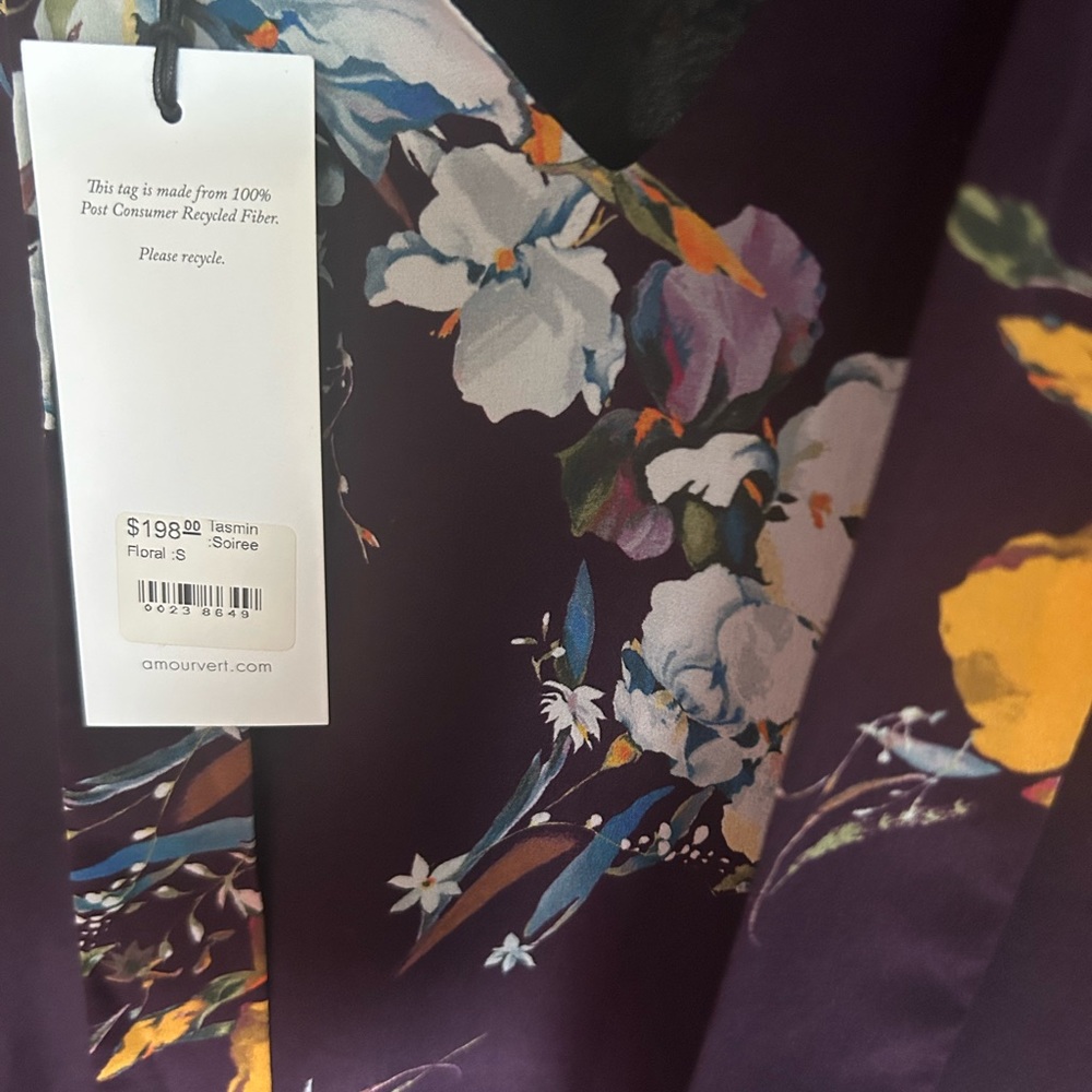 Size small floral Amour Vert NWT mini dress - Picture 6 of 7